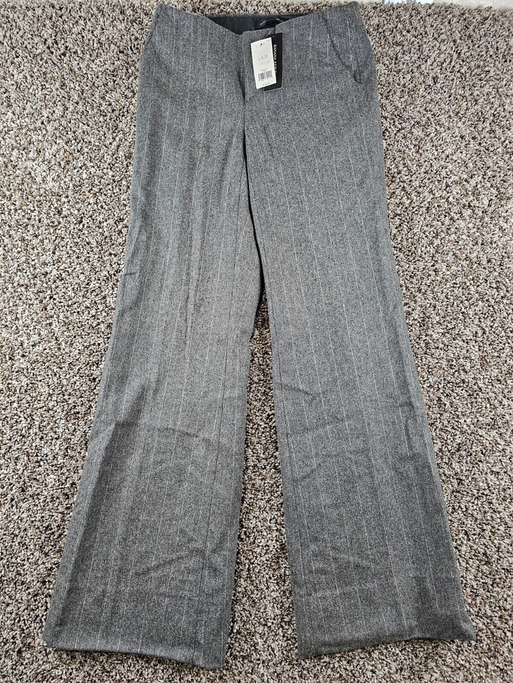 Y2K Banana Republic Womens Sz 2 Wide Leg Dress Pants Gray Pinstripe NEW